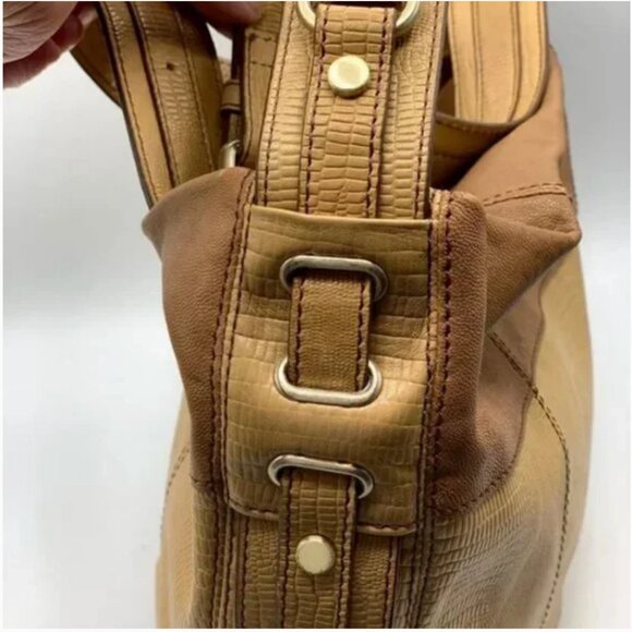 BCBGMaxAzria Tan Leather Hobo Crossbody Shoulder Bag Adjustable Strap - Picture 6 of 8